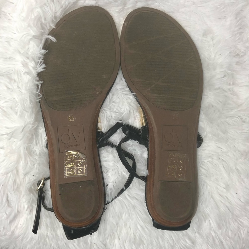 Dolce Vita Leather Sandals Black and Gold Size 8.5 - Picture 7 of 7